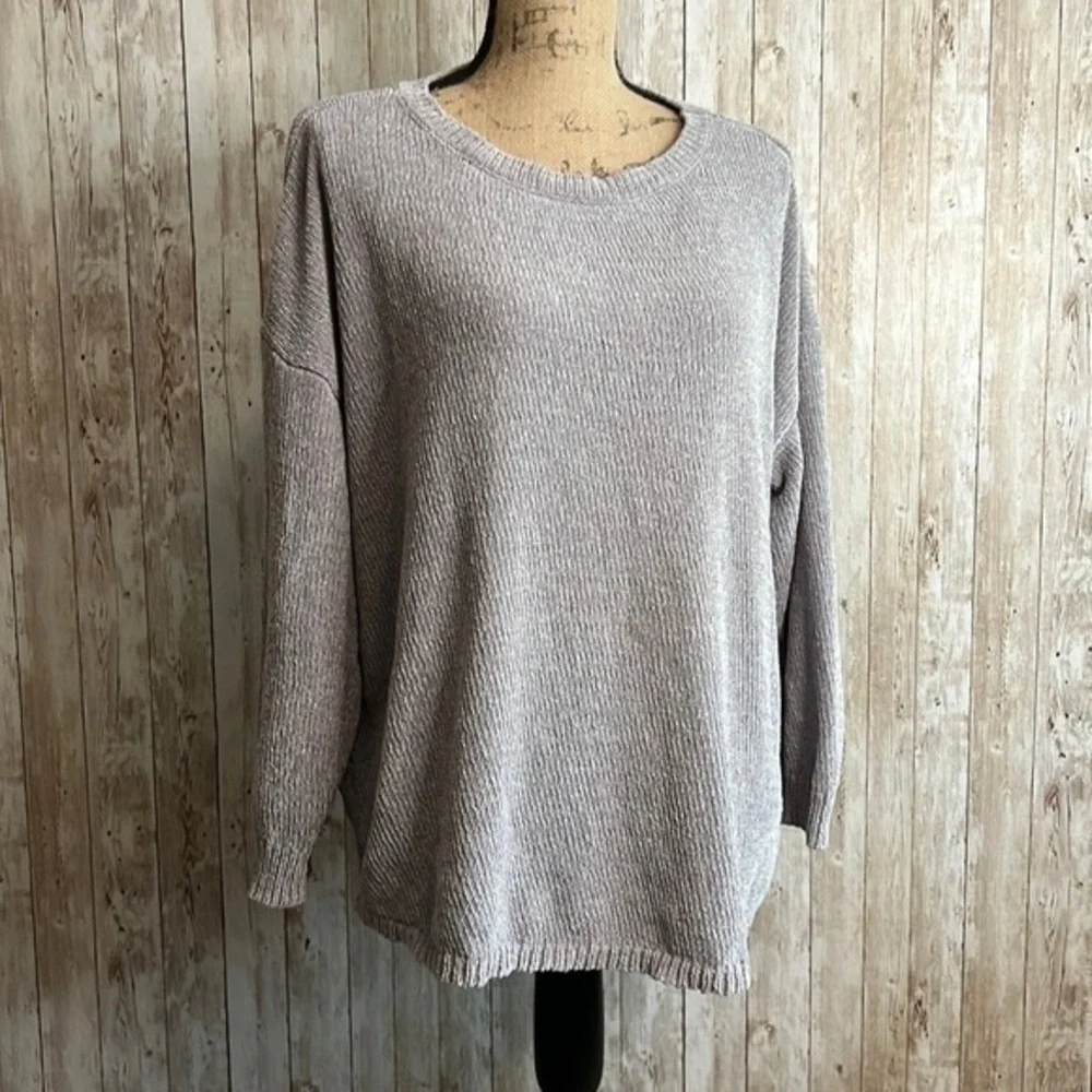 Ellen Tracy Grey Oversized Knit Sweater